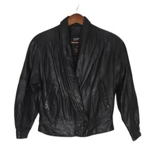 Vintage Byrnes & Baker Black Genuine Leather Thinsulate Filled Jacket sz Small